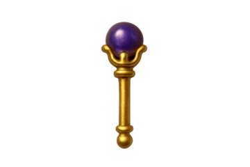 Golden scepter with purple orb displaying power