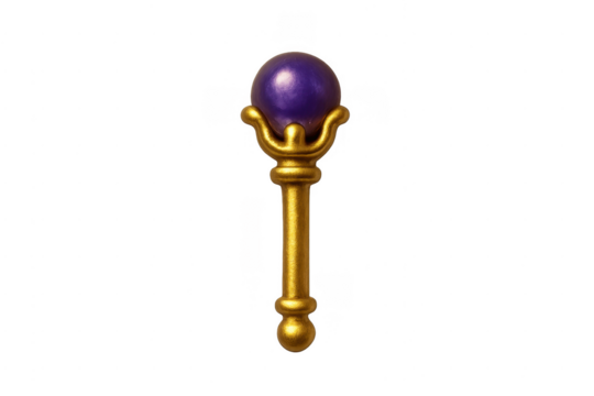 Golden scepter with purple orb displaying power