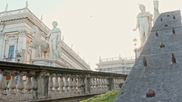 Statue of Castor Guarding the Entrance to Historic Capitoline Hill