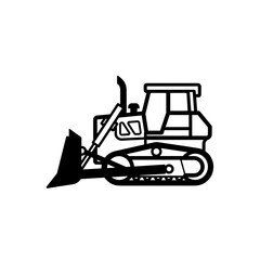 Naklejka premium Bulldozer illustration in minimalist style on a transparent background for construction use