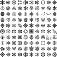 Snowflake cluster silhouette isolated on white background