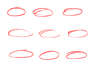 Hand-drawn Red marker circle isolated on a transparent background, brushstroke oval shape for design elements