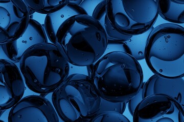 Abstract blue spheres with glossy reflections and depth, crafted for modern tech branding, digital interfaces, and clean futuristic background compositions