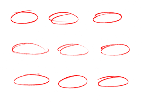 Hand-drawn Red marker circle isolated on a transparent background, brushstroke oval shape for design elements