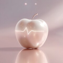 Obraz premium Healthy Apple: A minimalist and symbolic representation of a healthy apple, the iconic fruit is rendered in a soft and elegant style, with a heartbeat line suggesting vitality and well-being.
