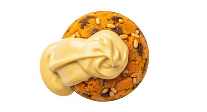 Decadent chocolate easter egg topped with creamy frosting