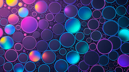 Neon abstract background with circles. Geometric background texture with circles and dots.