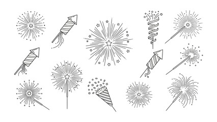 Fireworks Display: A dazzling array of hand-drawn fireworks, rockets, and festive pyrotechnics create a visual symphony of celebration, perfect for adding a touch of joy and excitement.