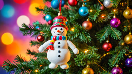 snowman on a New Year's background. New Year 2026. Festive decor. New Year holiday concept.	
