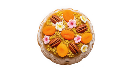 Artistic egg shaped food arrangement with dried fruits and nuts