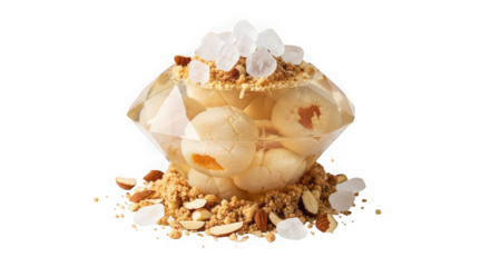 Gourmet dessert creation with caramel and nuts