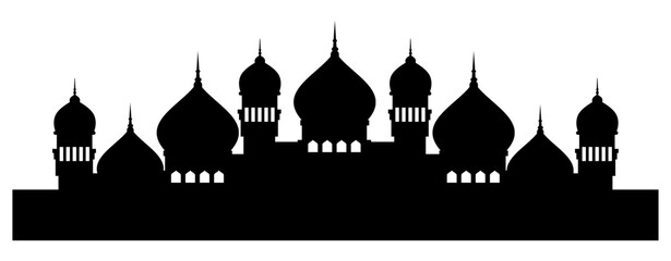 Mosque Silhouette Vector. Islamic Architecture and Cultural Landmark Design