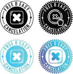 Instant Cancel Badge Icon &ndash; Quick Opt-Out Guarantee Seal Vector Label