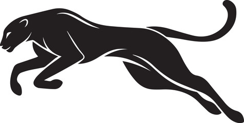 Running Cheetah Silhouette – Fast Leaping Wild Cat Vector Logo