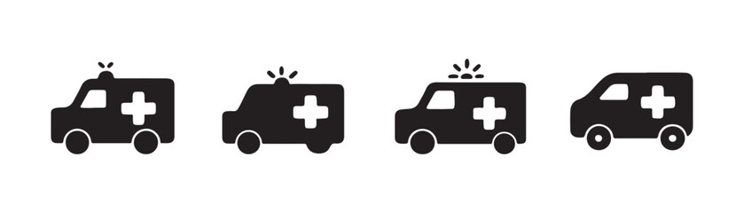 Ambulance icon set. ambulance truck icon vector. ambulance car vector