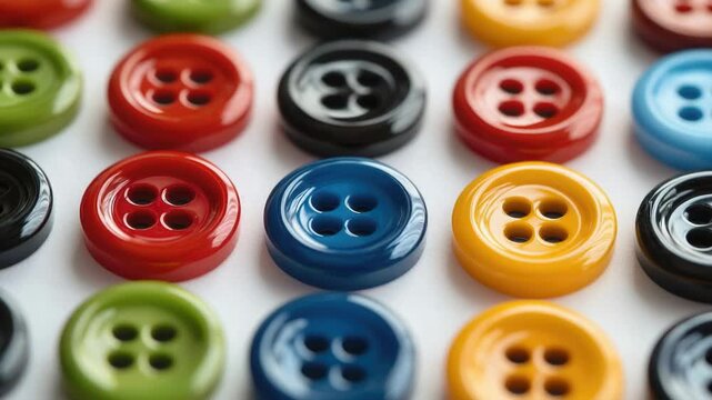 Video A collection of colorful buttons arranged on a clean white background