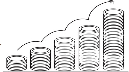 Coins and business growth graph showing wealth and investment trends