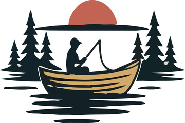 Sailing Boat on the Ocean Waves Vector Illustration