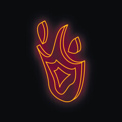 Glowing neon fire burning brightly with orange flames against a dark backdrop, creating a vibrant and eye catching display