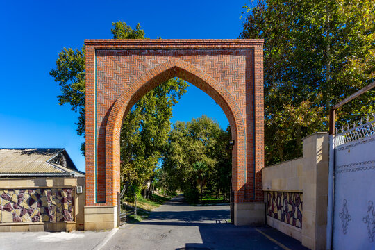 Ancient Barda Mausoleum, Azerbaijan built in 1322.Text translation: Word Allah, 200 times and name of architect Amali Ahmad bin Ayyub al-Hafiz al-Bannai al-Nakhchivani