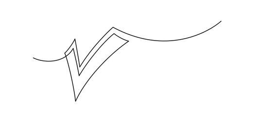 Continuous art line of check mark. Editable stroke