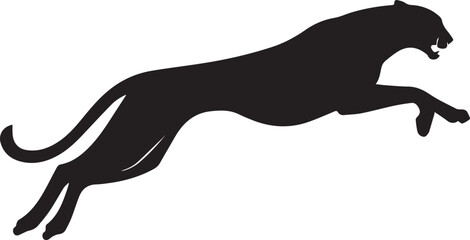 Running Cheetah Silhouette – Fast Leaping Wild Cat Vector Logo