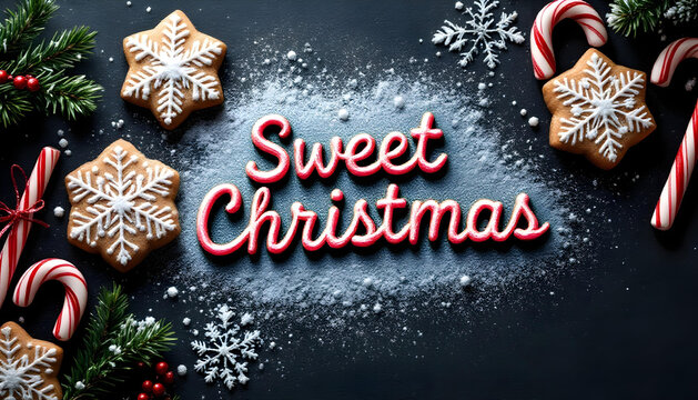 A banner with a flat lay of Christmas cookies - Powered by Adobe