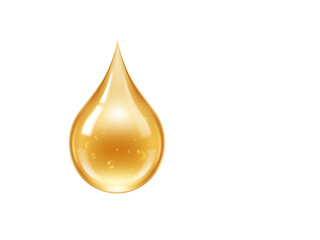 Shiny gold oil droplet icon illustration on clear white