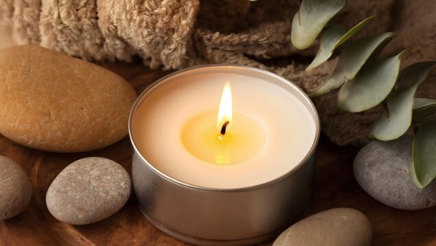 Lit Aromatherapy Candle with Spa Elements