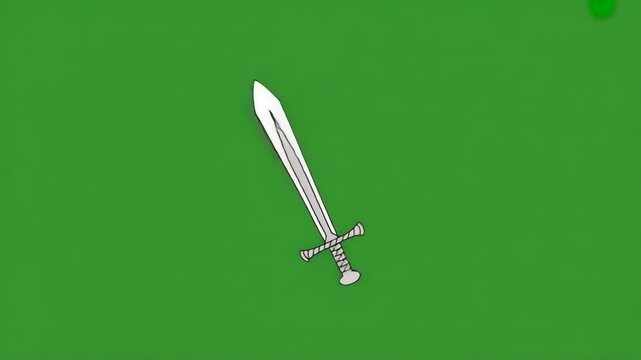 Single Medieval Sword On Green Background weapon knight