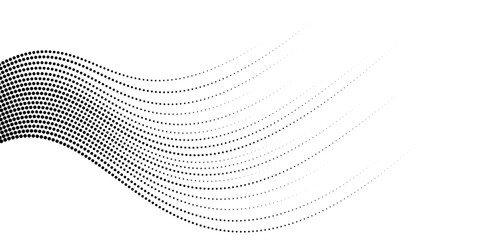 Abstract Halftone Dotted Wavy Lines Background Element. Dynamic Flowing Speed Graphic for Technology and Digital Stream Design