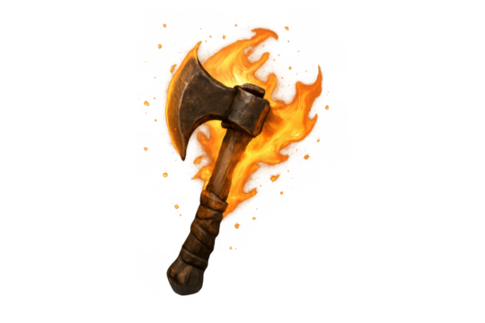 Flaming battle axe illustrating magic fantasy weapon