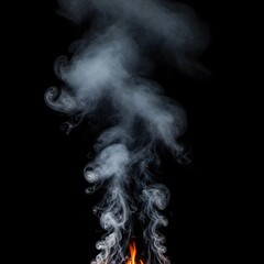Rising smoke and flames against a dark background creating a dramatic effect