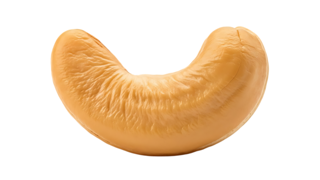 Single cashew nut close up isolated on transparent background