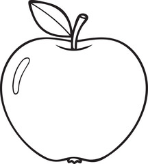 Silhouette of a Apple in Natural Pose on White Background