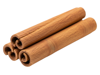 Cinnamon sticks stacked for culinary use isolated on transparent background