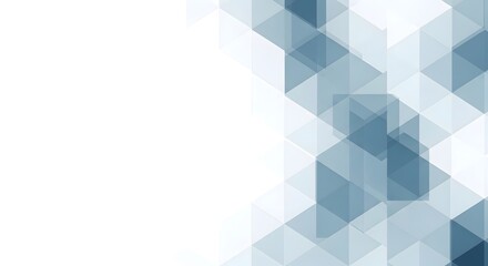 Obraz premium Abstract geometric background with blue and white triangles on right side