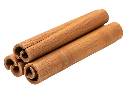Cinnamon sticks stacked for culinary use isolated on transparent background