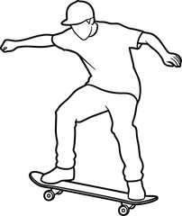line drawing of a person playing skateboard vector Illustration  