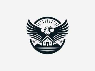 Obraz premium Eagle House black vector logo illustration