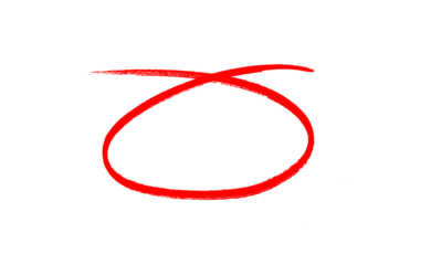 Hand-drawn Red marker circle isolated on a transparent background, brushstroke oval shape for design elements