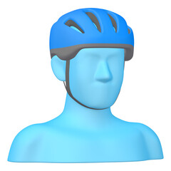 自転車用品のイラスト素材　ヘルメット（1_1_6）青　着用イメージ
