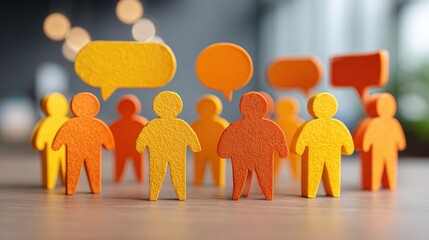 Vibrant discussion between people using chat bubbles for modern teamwork and collaboration on social media networks and community forums