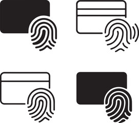 Isolated Biometric Payment Icon, biometric payment symbol, fingerprint tap pay icon, black minimal biometric design, secure payment tool for buyers, clean vector for digital commerce use