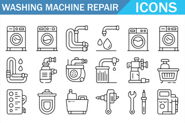 Appliance Technician Service Icons for Laundry Repair