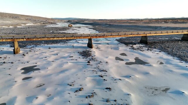 Frozen river Iceland mountain highlands