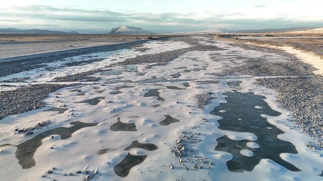 Frozen river Iceland mountain highlands