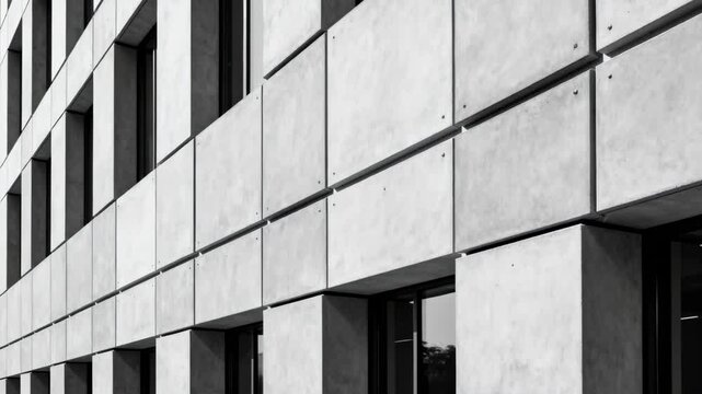 Smooth precast facade panels seamlessly integrated into a contemporary structure highlighting sleek surfaces and precise joint details.