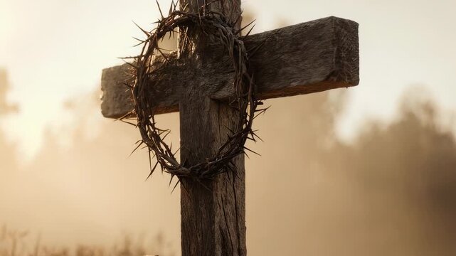 Symbolic Cross and Crown of Thorns - A Reflection on Faith and Sacrifice.