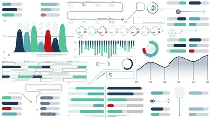 Pack of animated business charts and infographic elements - Powered by Adobe